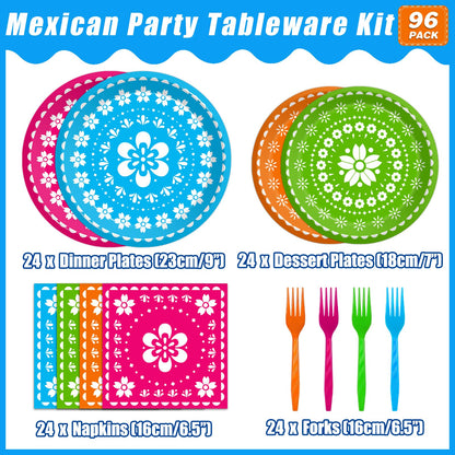 Suministros de decoración de fiesta mexicana, 24 personas