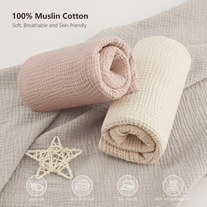 Bearmoss Sábanas de muselina para cuna, 100% algodón, ajustadas para colchón de cuna estándar