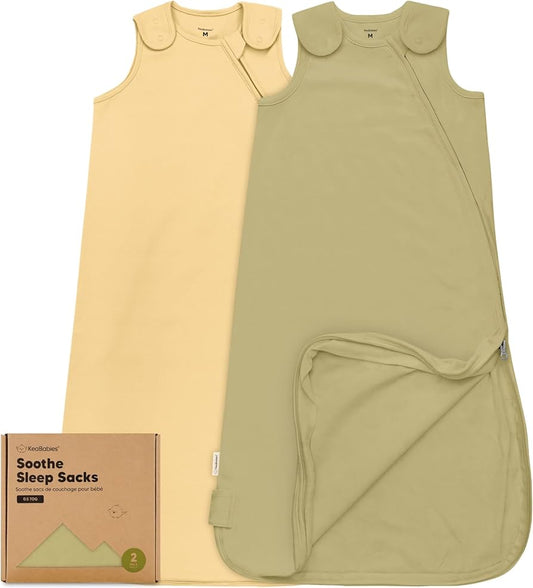 Keababies paquete de 2 sacos de dormir orgánicos para bebé, 100% algodón, 6-18 meses