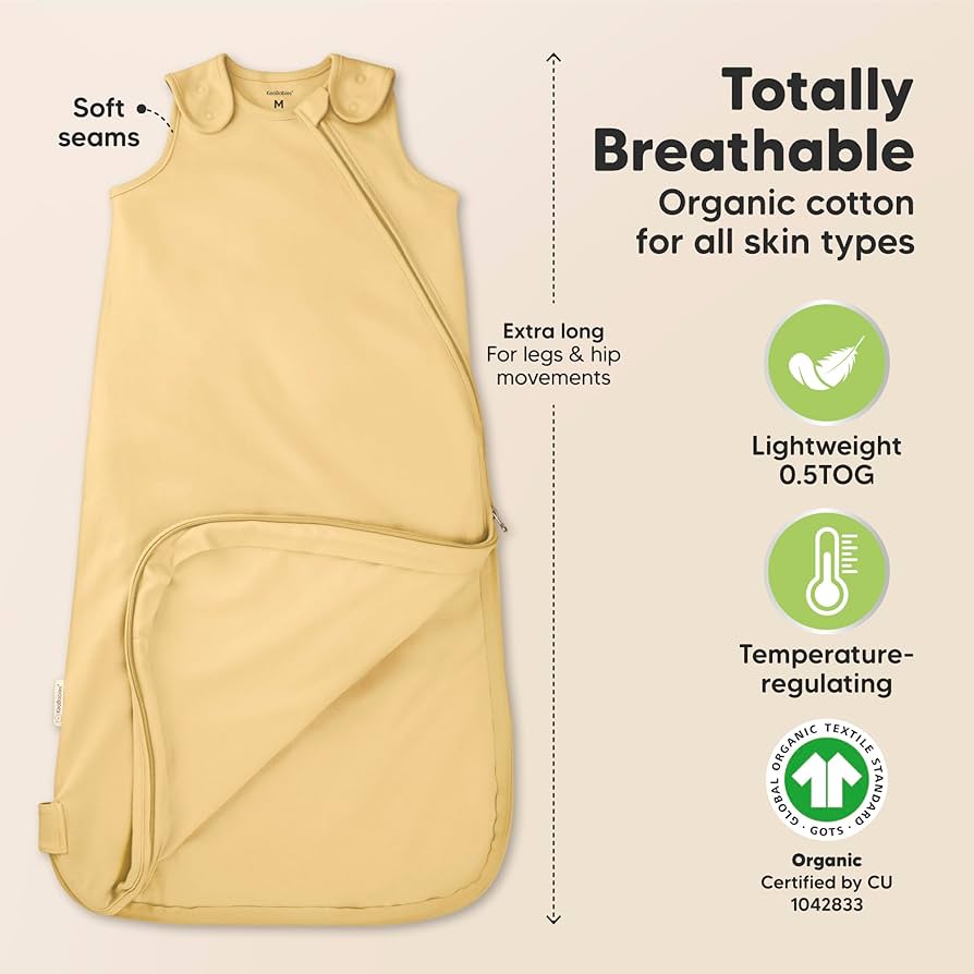 Keababies paquete de 2 sacos de dormir orgánicos para bebé, 100% algodón, 6-18 meses