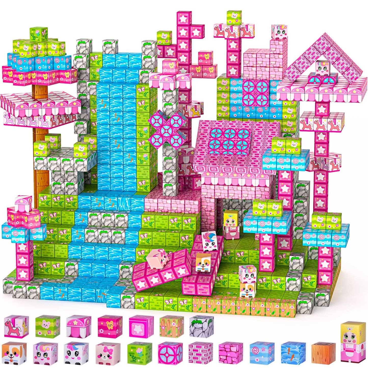 Wxlbr Bloques magnéticos, juego de cubos de construcción magnéticos de 84 piezas
