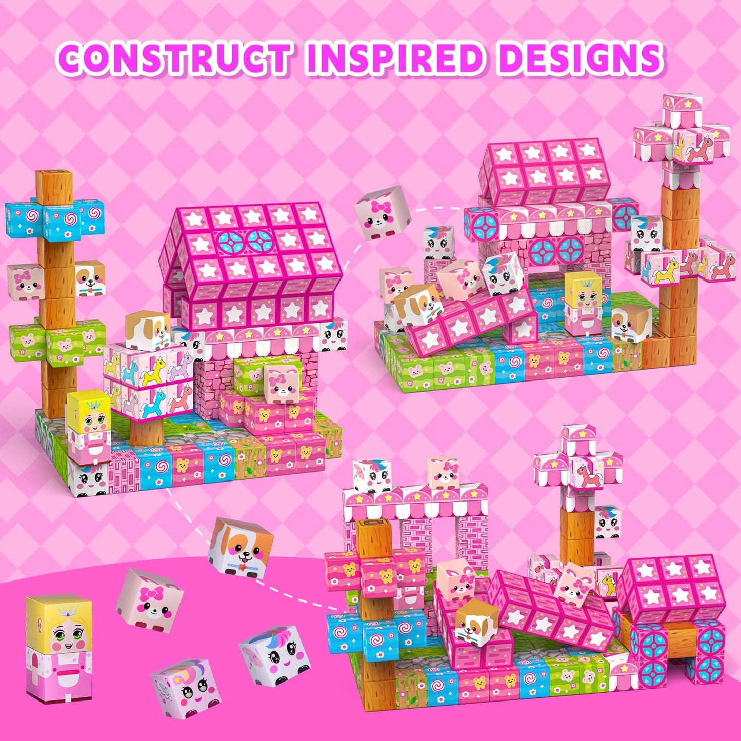 Wxlbr Bloques magnéticos, juego de cubos de construcción magnéticos de 84 piezas