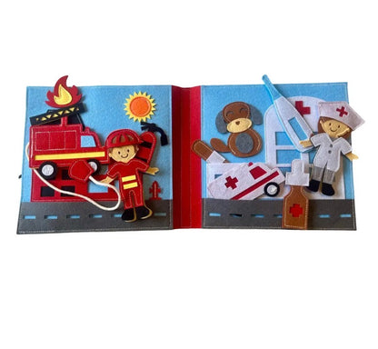 Libro de actividades didácticas, con materiales nobles, hecho de fieltro