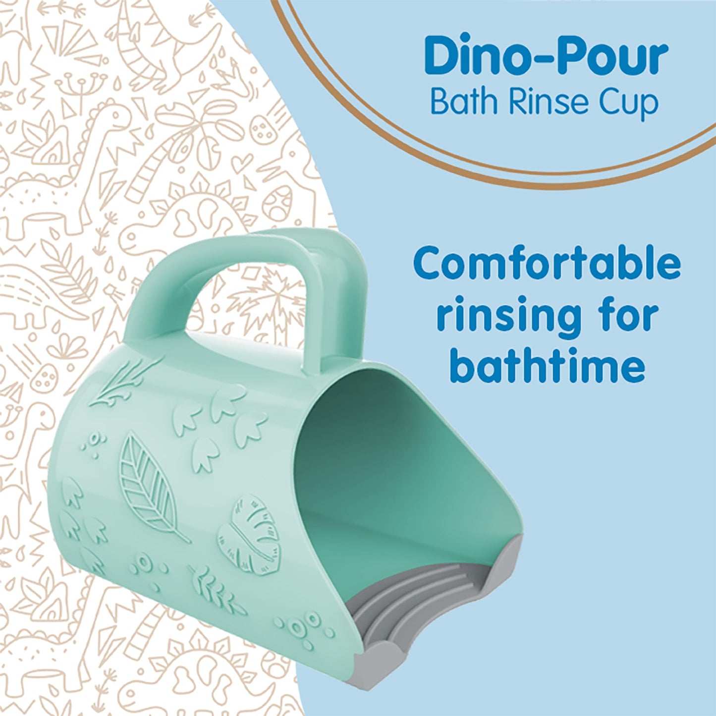 Dr. Brown's CleanUp Dino-Pour - Taza de enjuague de baño para bebés, sin lágrimas