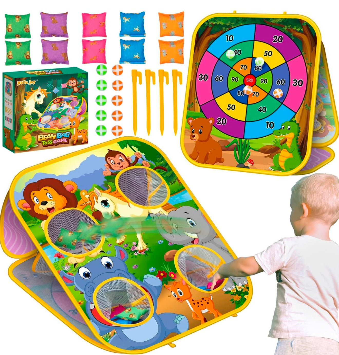 HelloJoy Juego de lanzamiento de pufs para niños al aire libre