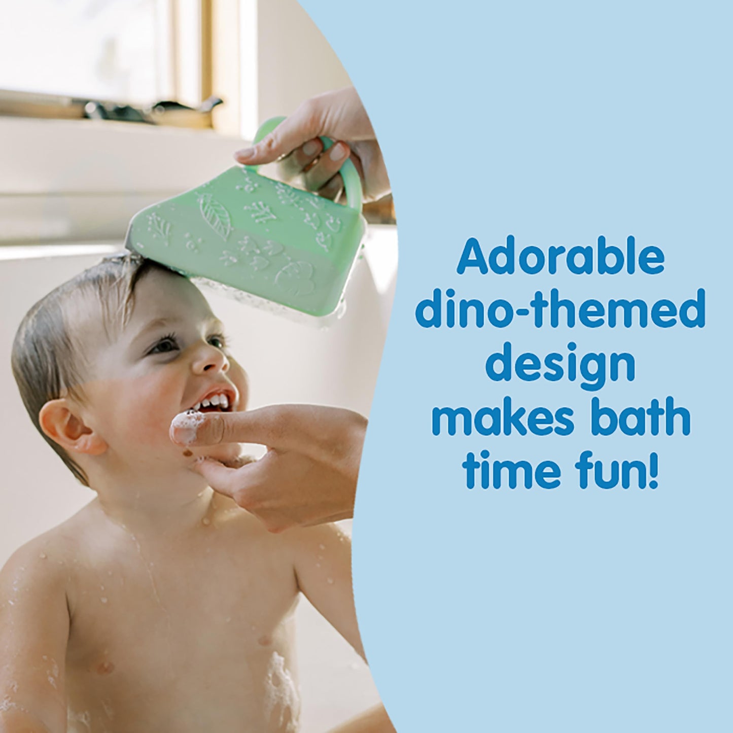 Dr. Brown's CleanUp Dino-Pour - Taza de enjuague de baño para bebés, sin lágrimas
