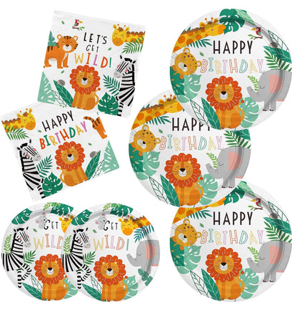 Suministros de fiesta de cumpleaños de safari, 50 personas