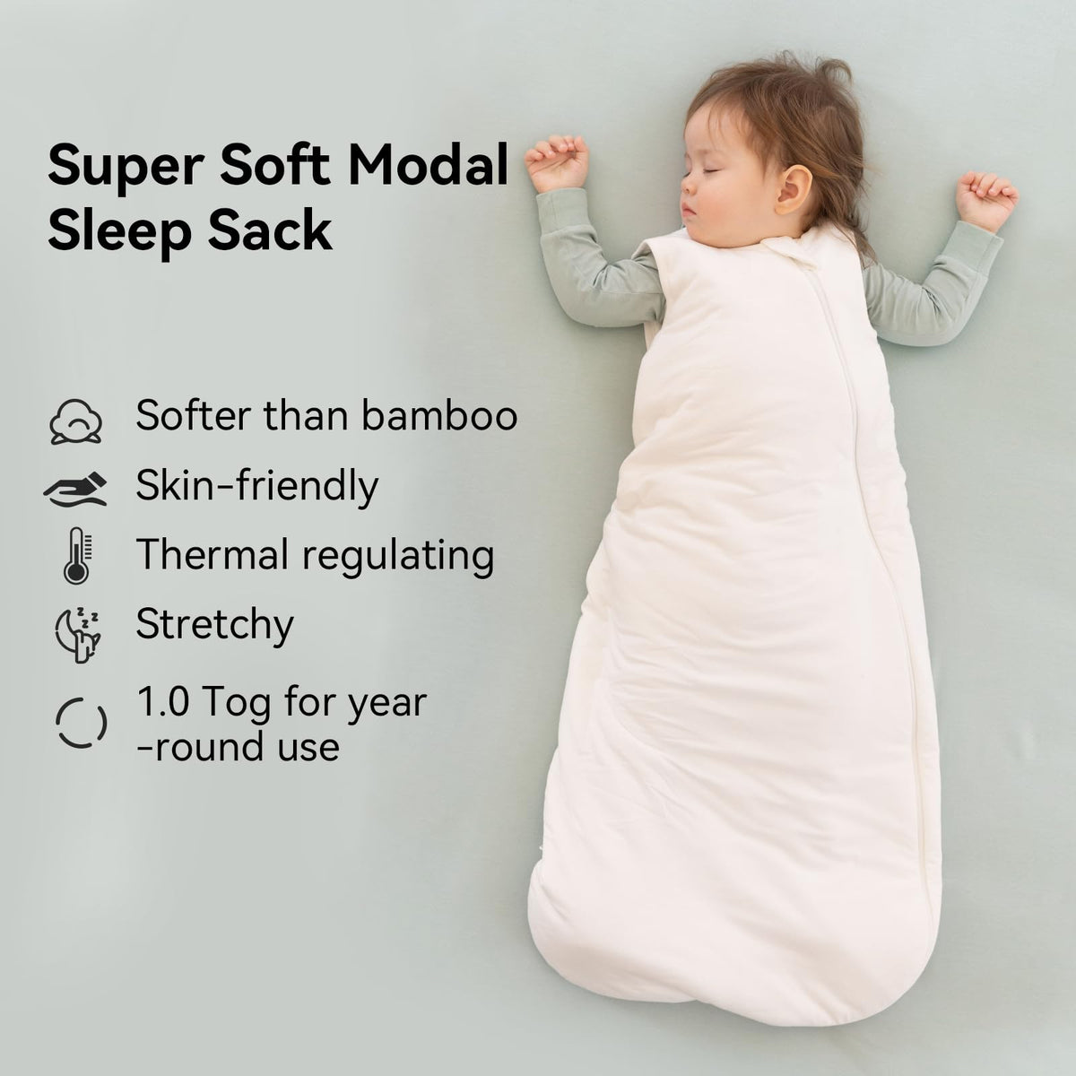 BubblePanda - Saco de dormir modal para bebés de 6 a 12 meses, 1.0 tog