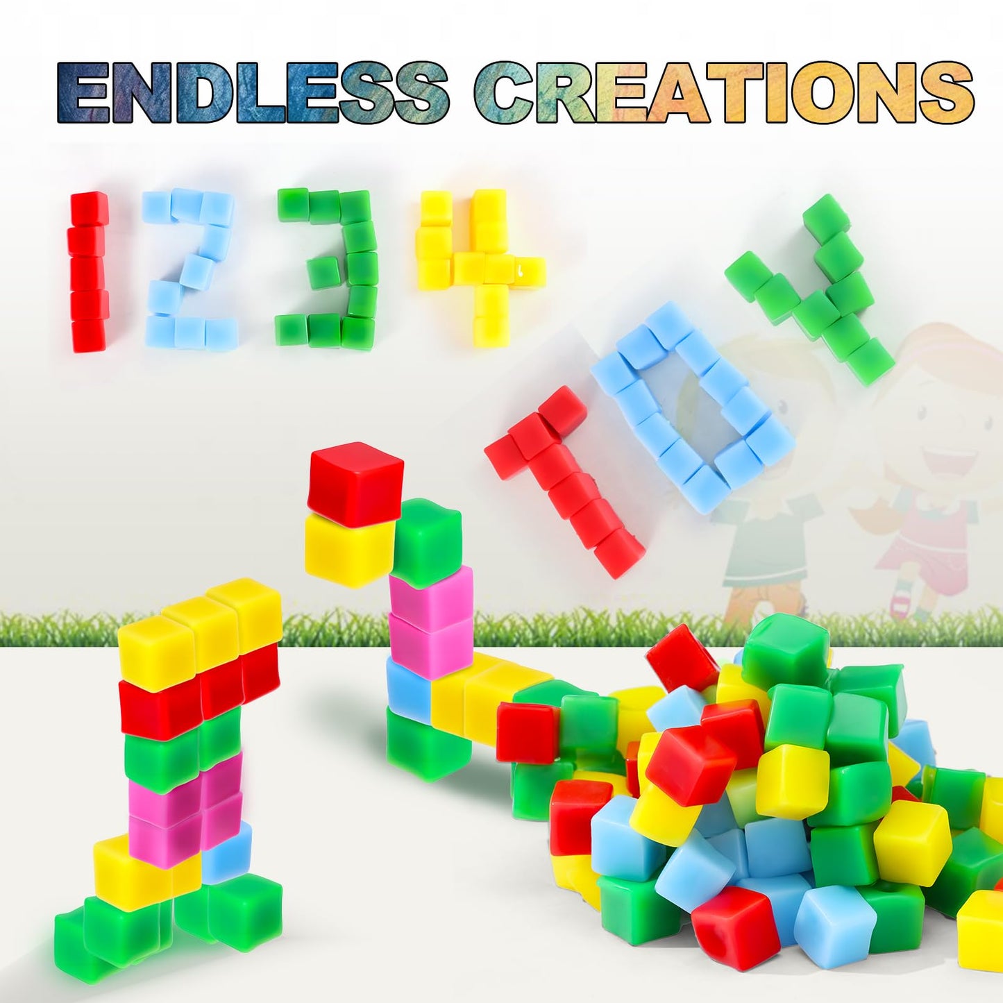 144 cubos apilables adhesivos para niños, mini cubos esponjosos, juguetes sensoriales