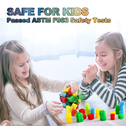 144 cubos apilables adhesivos para niños, mini cubos esponjosos, juguetes sensoriales
