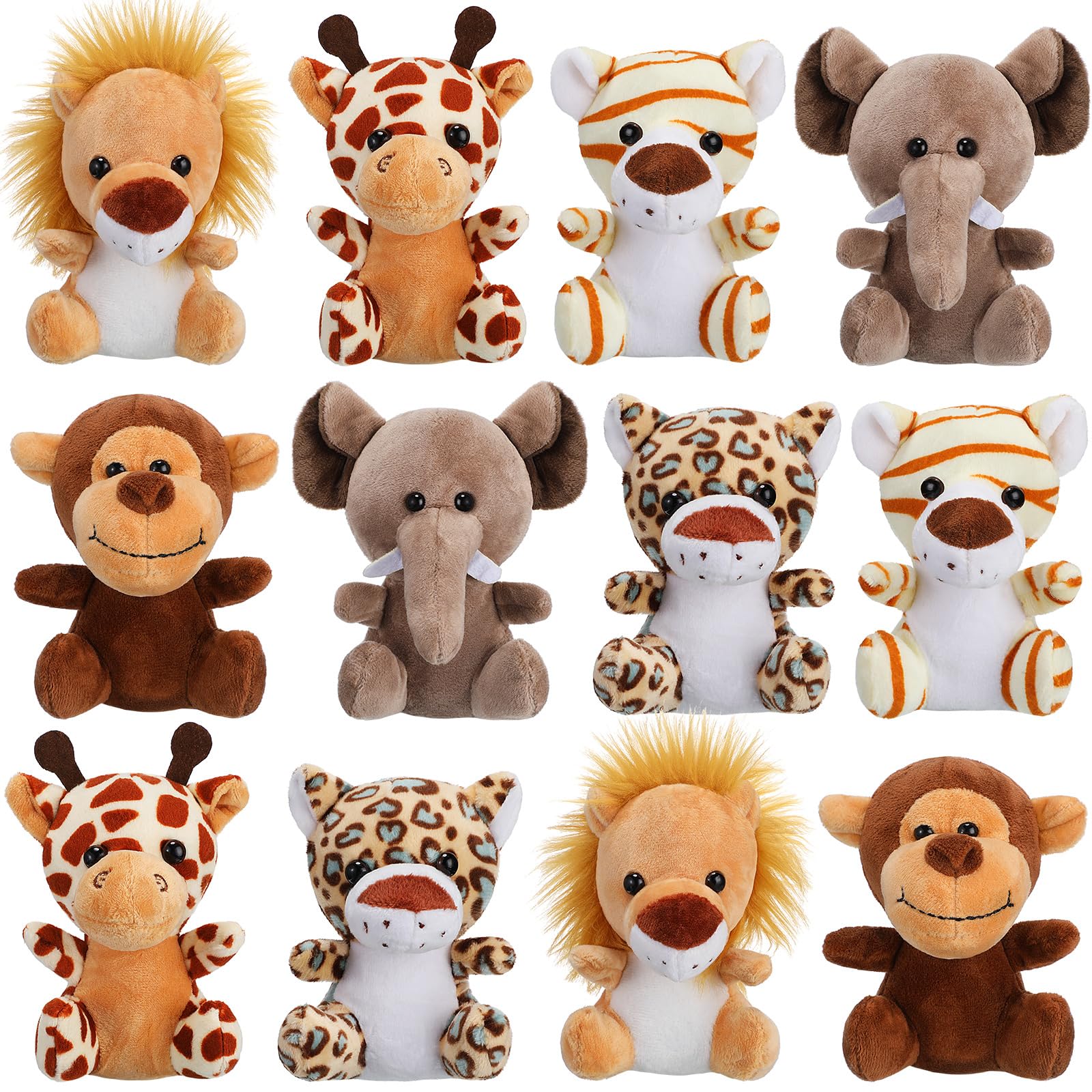 Juguetes de peluche de animales de la selva de 12 piezas