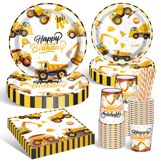 Suministros de fiesta de cumpleaños de construcción, 24 personas