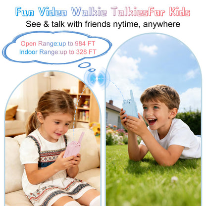 Walkie Talkies de video para niños, paquete de 2 juguetes recargables para niños pequeños con cámara HD