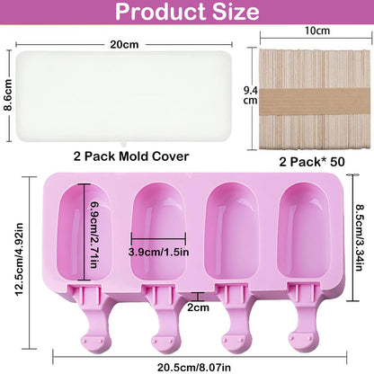 Moldes para Paletas de Silicona 2 Piezas Moldes para Helado Popsicle