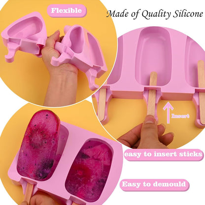Moldes para Paletas de Silicona 2 Piezas Moldes para Helado Popsicle