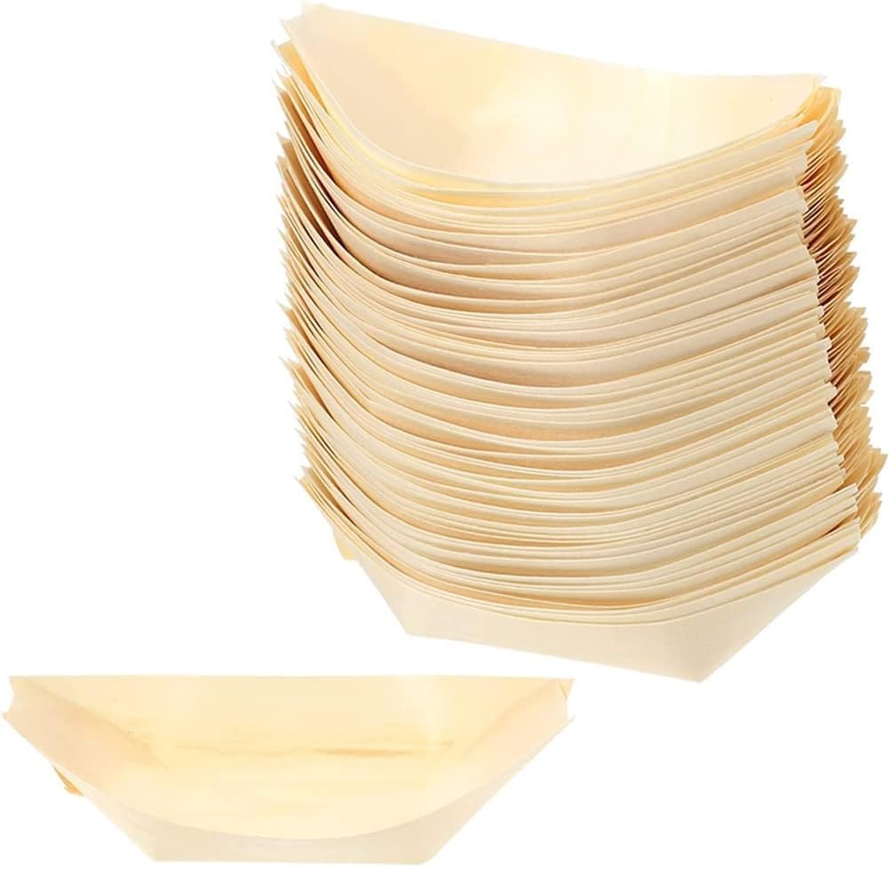 50 platos de bambú para barcos de 5.5 pulgadas