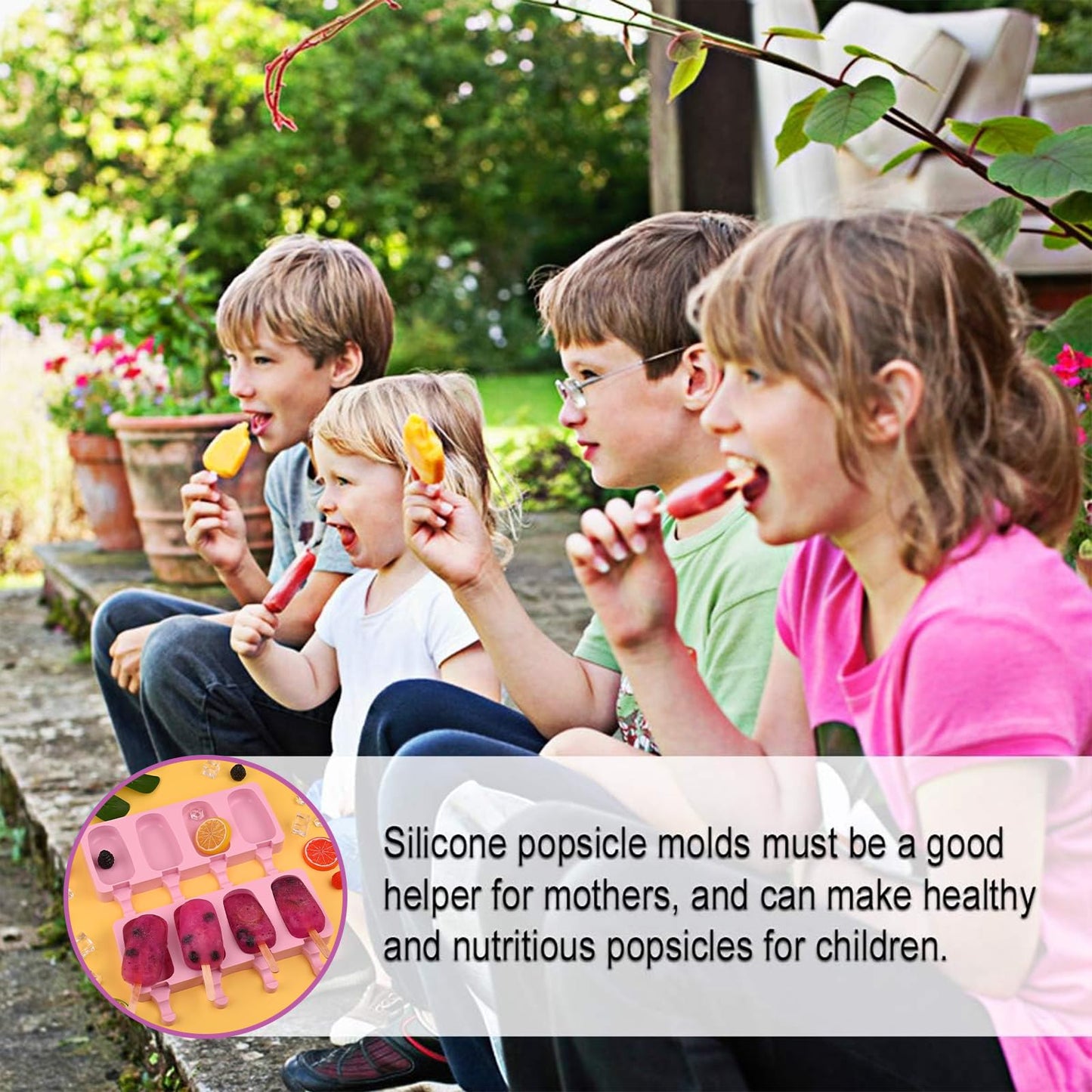 Moldes para Paletas de Silicona 2 Piezas Moldes para Helado Popsicle