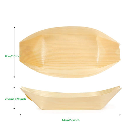 50 platos de bambú para barcos de 5.5 pulgadas