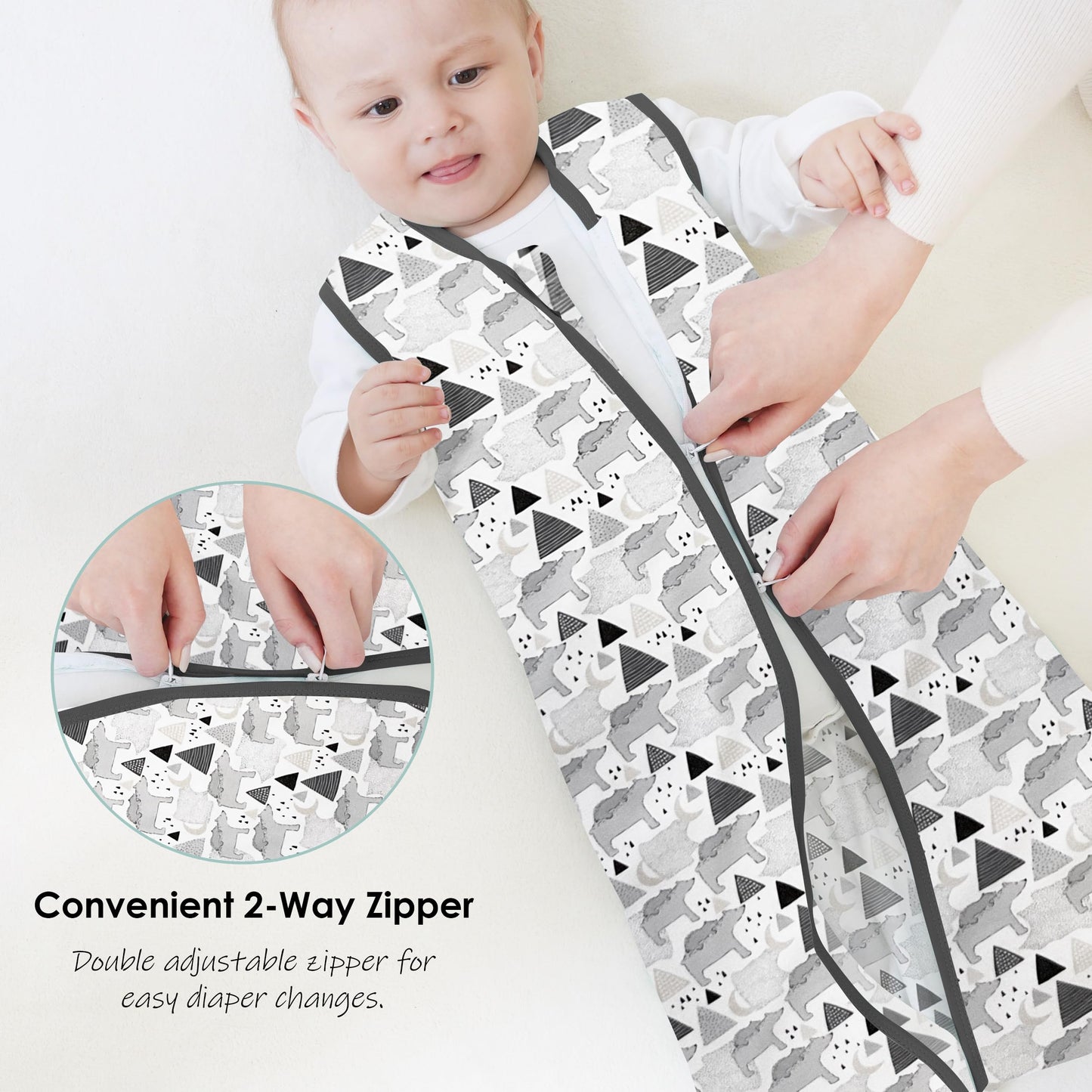 Cute Castle Saco de Dormir para Bebé de 0-6 Meses - Ligero 100% Algodón Cremallera de 2 Vías TOG 0.5
