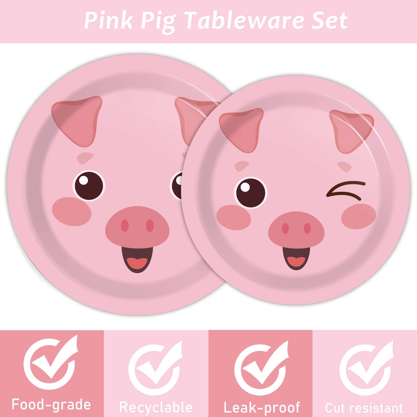 Vajilla con suministros de fiesta de cerdo, 24 personas