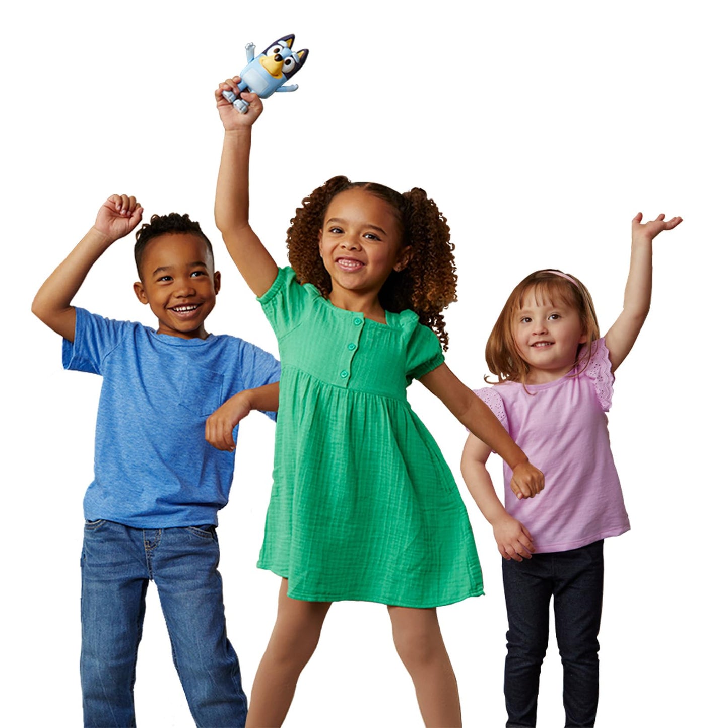 Bluey Figura de juego de escondite, articulada, figuras musicales para niños con modo de baile