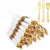 Paquete de 100 cubiertos de plástico dorado