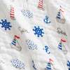 Sailboat Sea Adventure - Manta de muselina reversible 100% algodón de 6 capas
