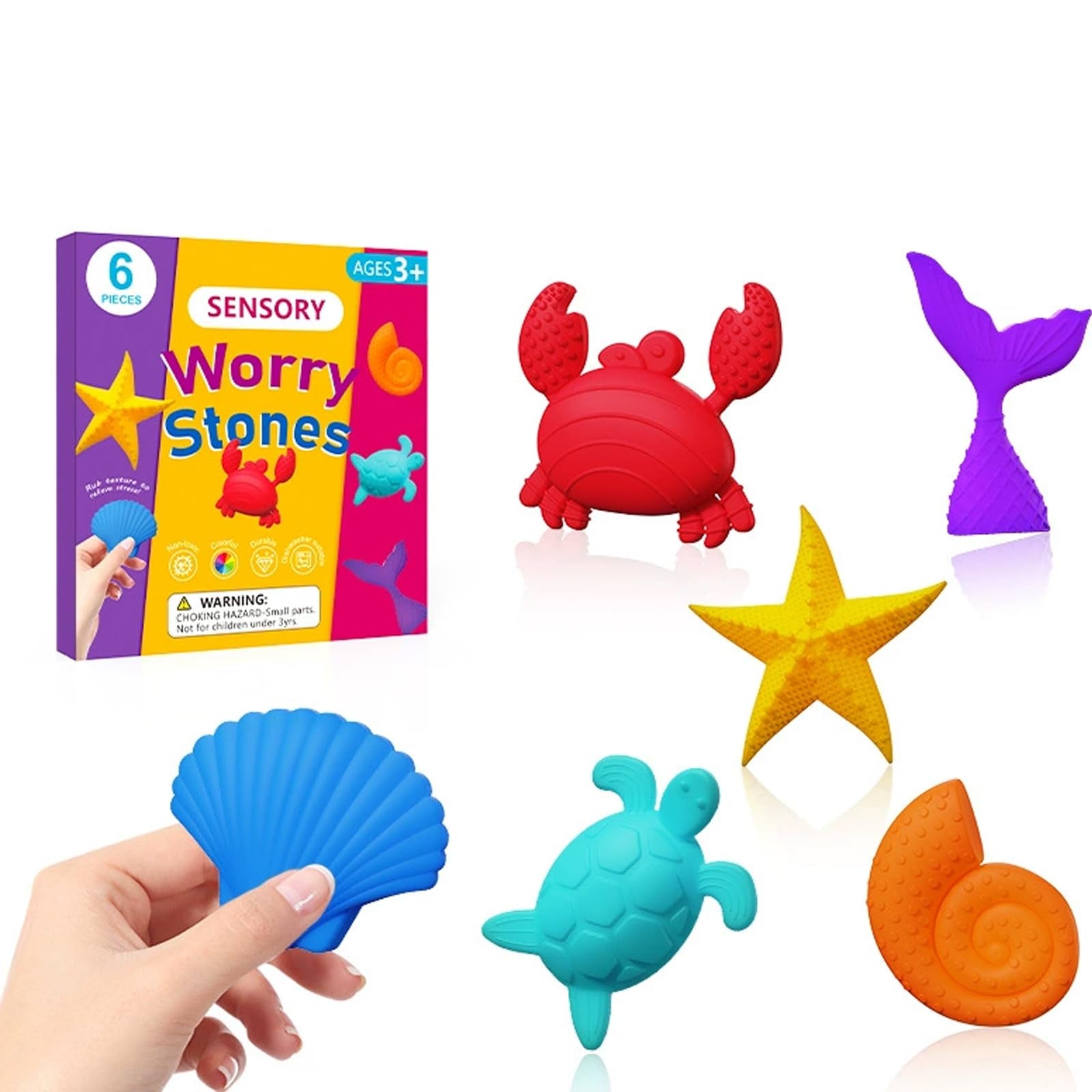Fidget Toys Sensory Stone: paquete de 6 piedras texturizadas para la preocupación