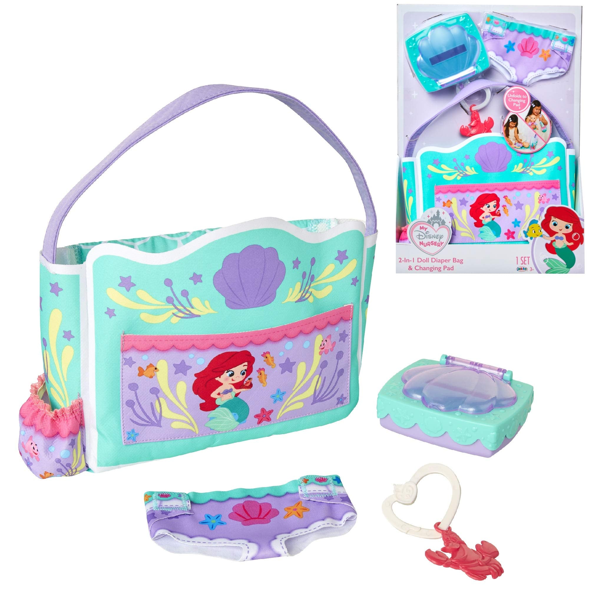 Accesorios para muñecas Disney Nursery Baby, Ariel transformable 2 en 1