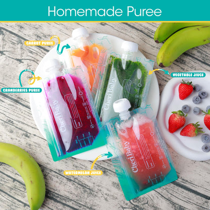 Bolsas reutilizables de comida para bebés CheriBaby para niños pequeños (10 unidades)