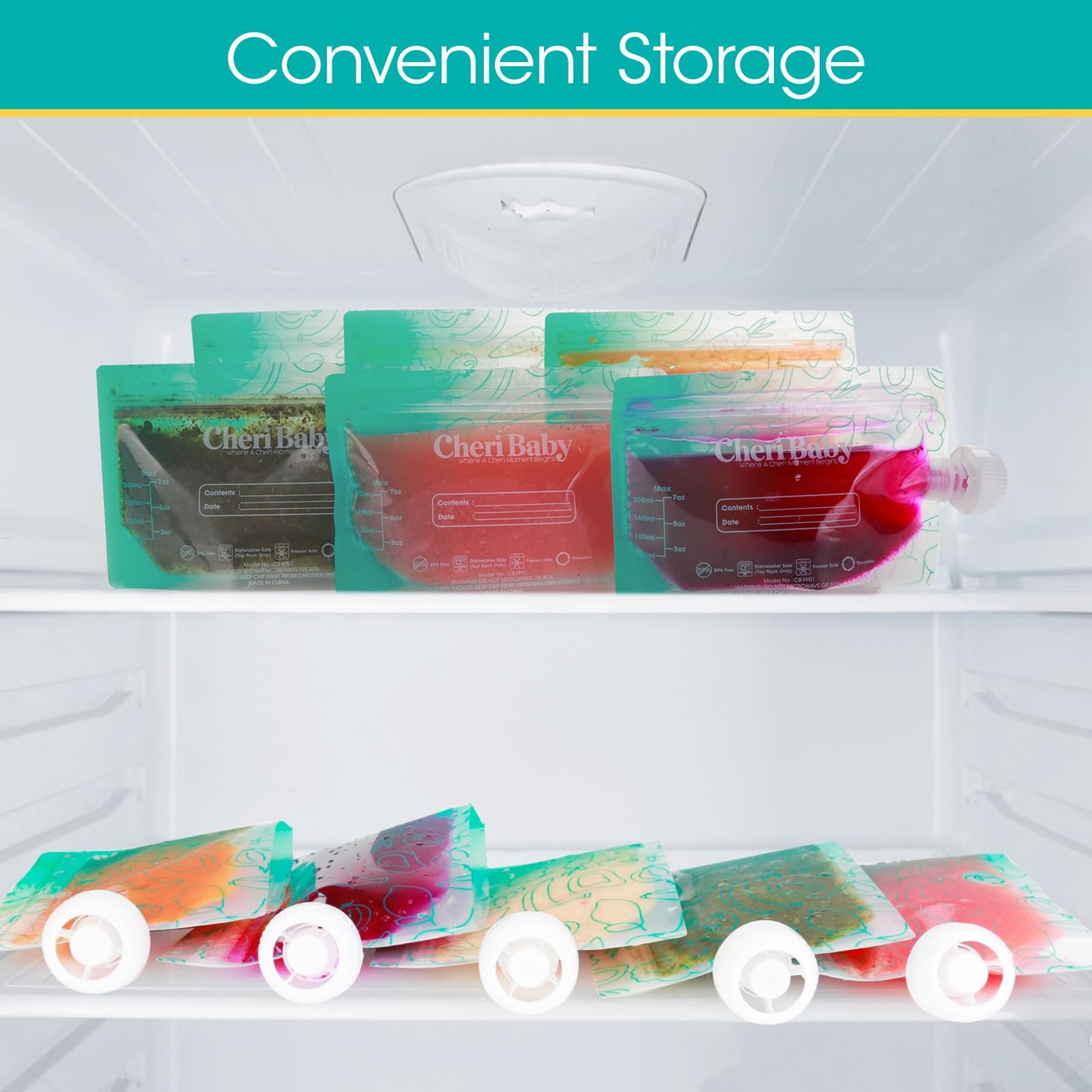 Bolsas reutilizables de comida para bebés CheriBaby para niños pequeños (10 unidades)