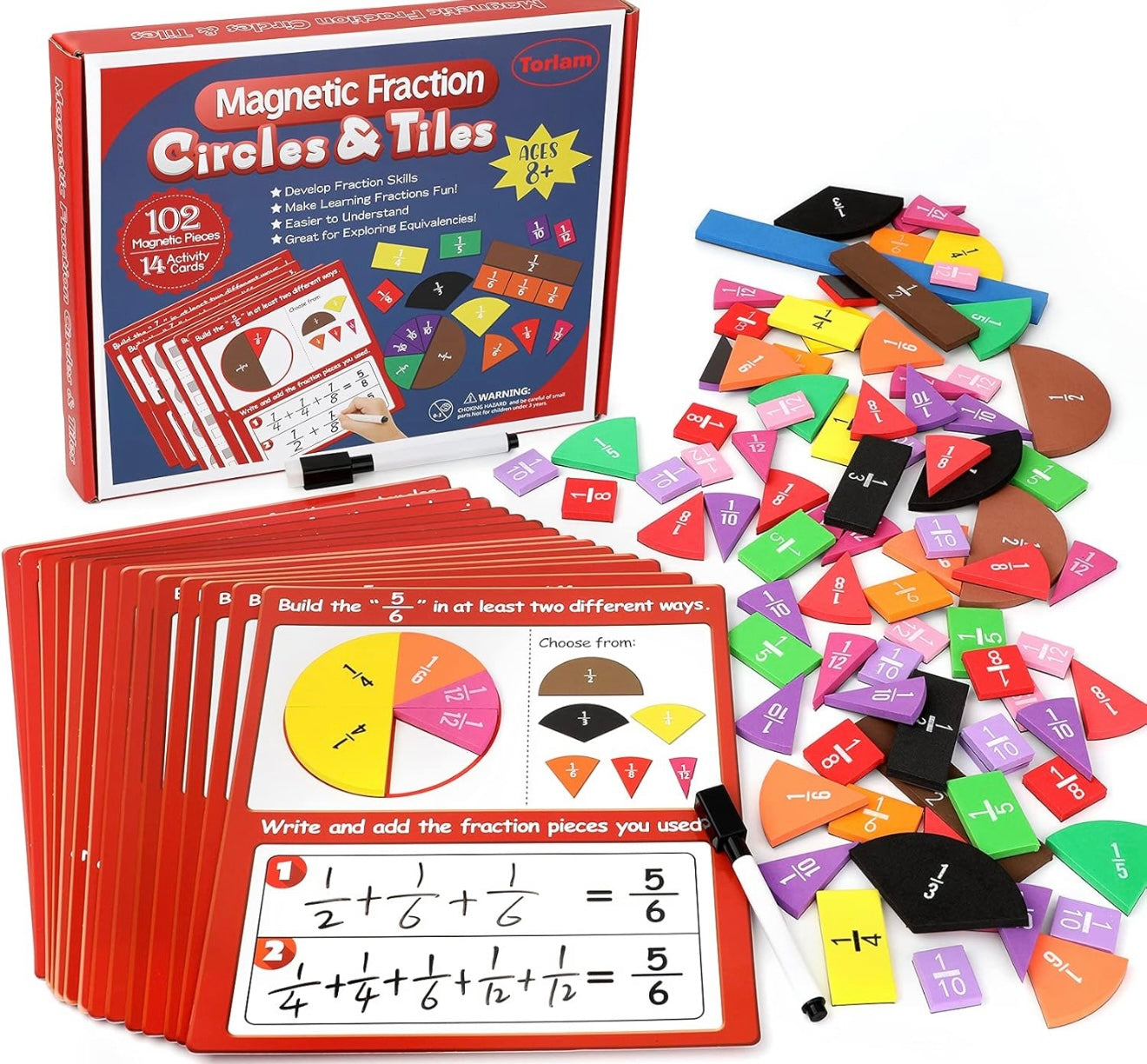 Juego de actividades con círculos de fichas de fracciones magnéticas Honeeladyy, materiales Juego de actividades con círculos de fichas de fracciones magnéticas Honeeladyy, materiales