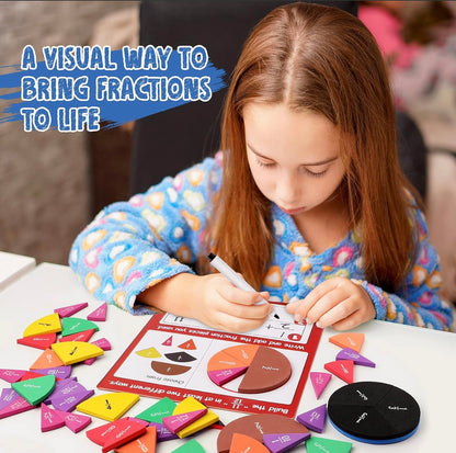 Conjunto de actividades de círculos de fracciones y fichas magnéticas de fracciones de Torlam