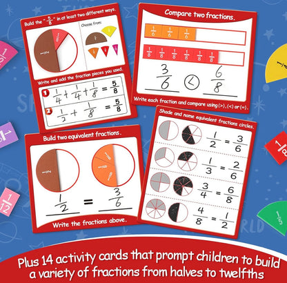 Conjunto de actividades de círculos de fracciones y fichas magnéticas de fracciones de Torlam