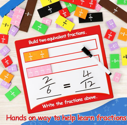 Conjunto de actividades de círculos de fracciones y fichas magnéticas de fracciones de Torlam