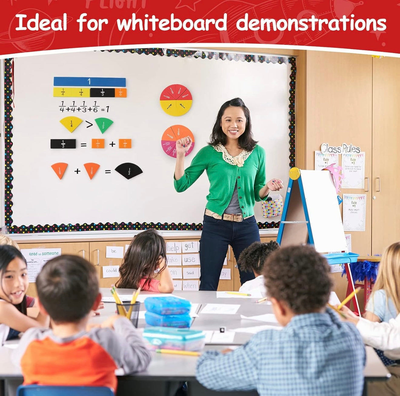 Conjunto de actividades de círculos de fracciones y fichas magnéticas de fracciones de Torlam