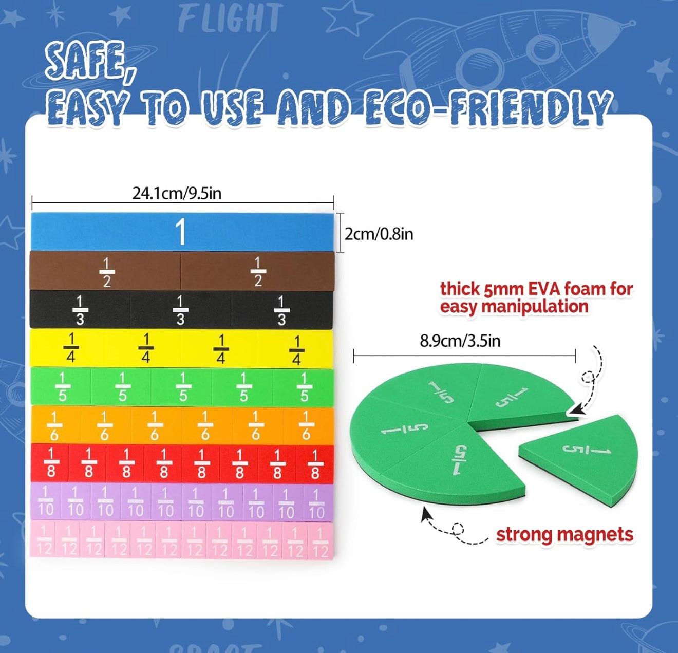 Conjunto de actividades de círculos de fracciones y fichas magnéticas de fracciones de Torlam