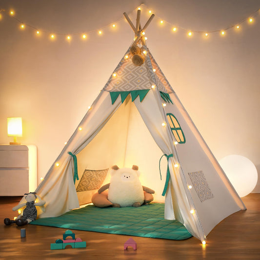 besrey Tienda Tipi para Niños con Alfombrilla Acolchada y Luz
