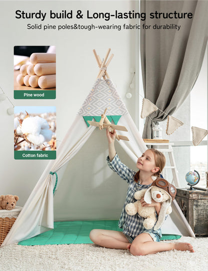 besrey Tienda Tipi para Niños con Alfombrilla Acolchada y Luz