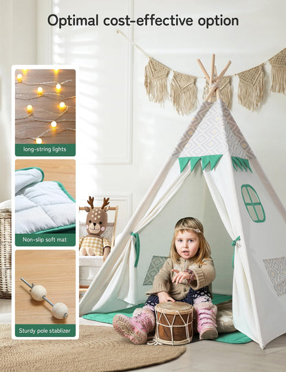 besrey Tienda Tipi para Niños con Alfombrilla Acolchada y Luz