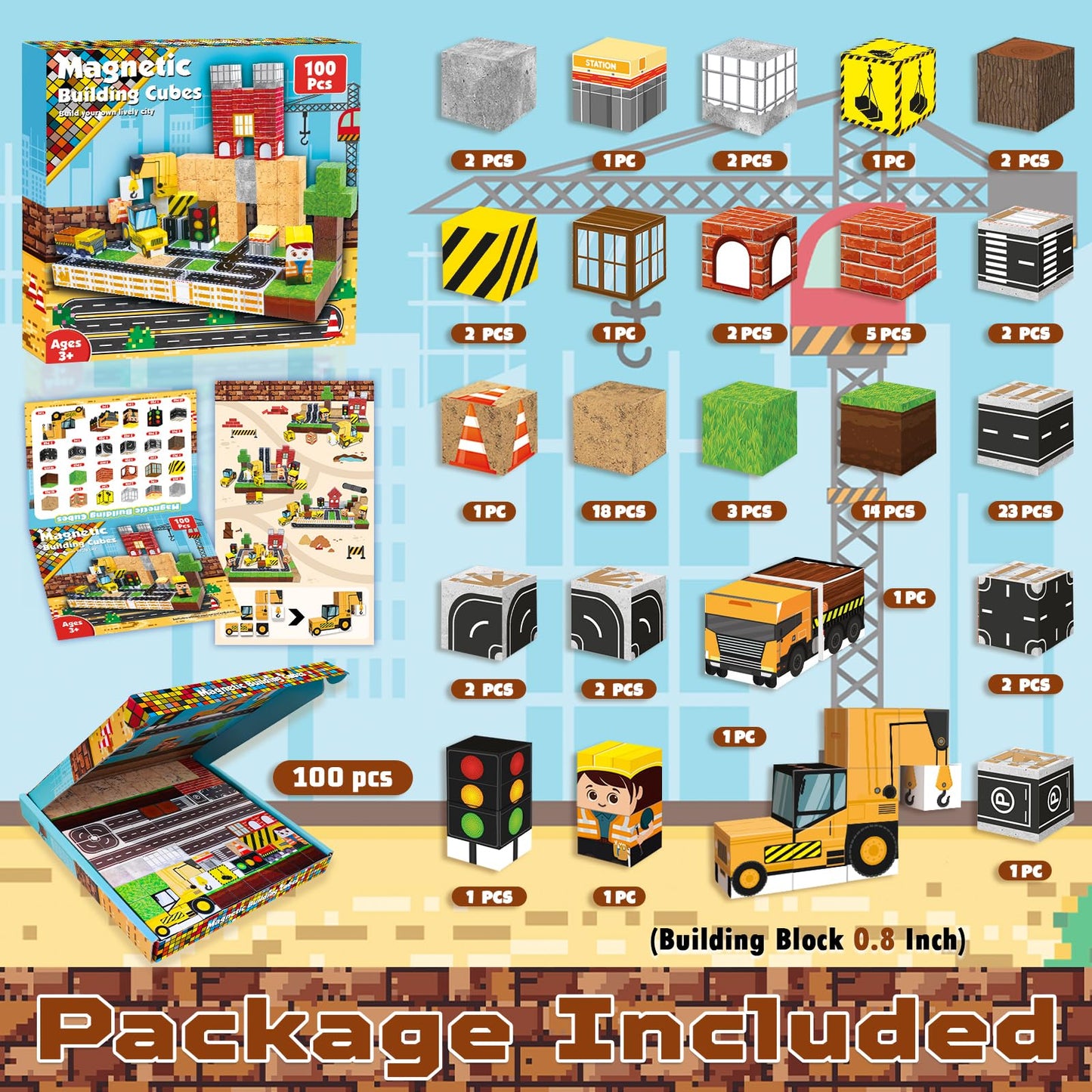 Juego de 100 bloques de construcción magnéticos