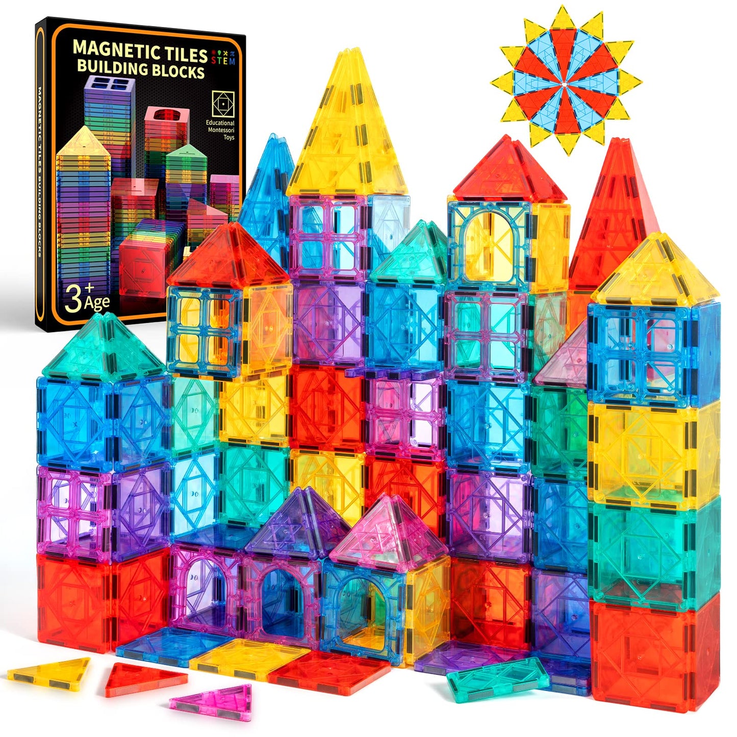 Juguete de bloques de construcción magnéticos AMOSTING, 52 piezas
