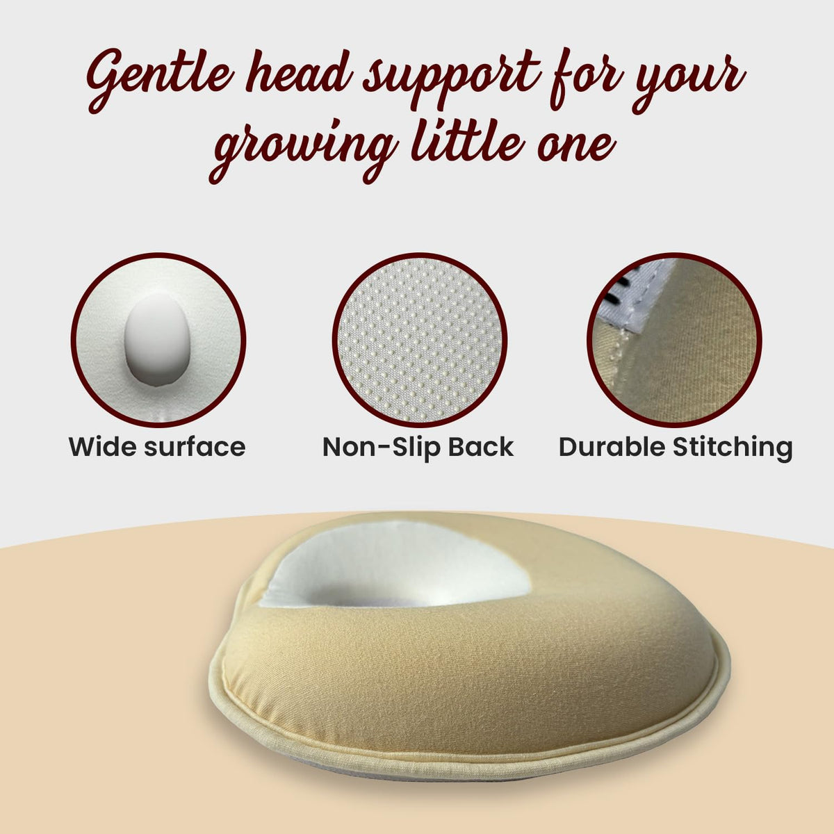Almohada para la prevención del síndrome de cabeza plana, beige