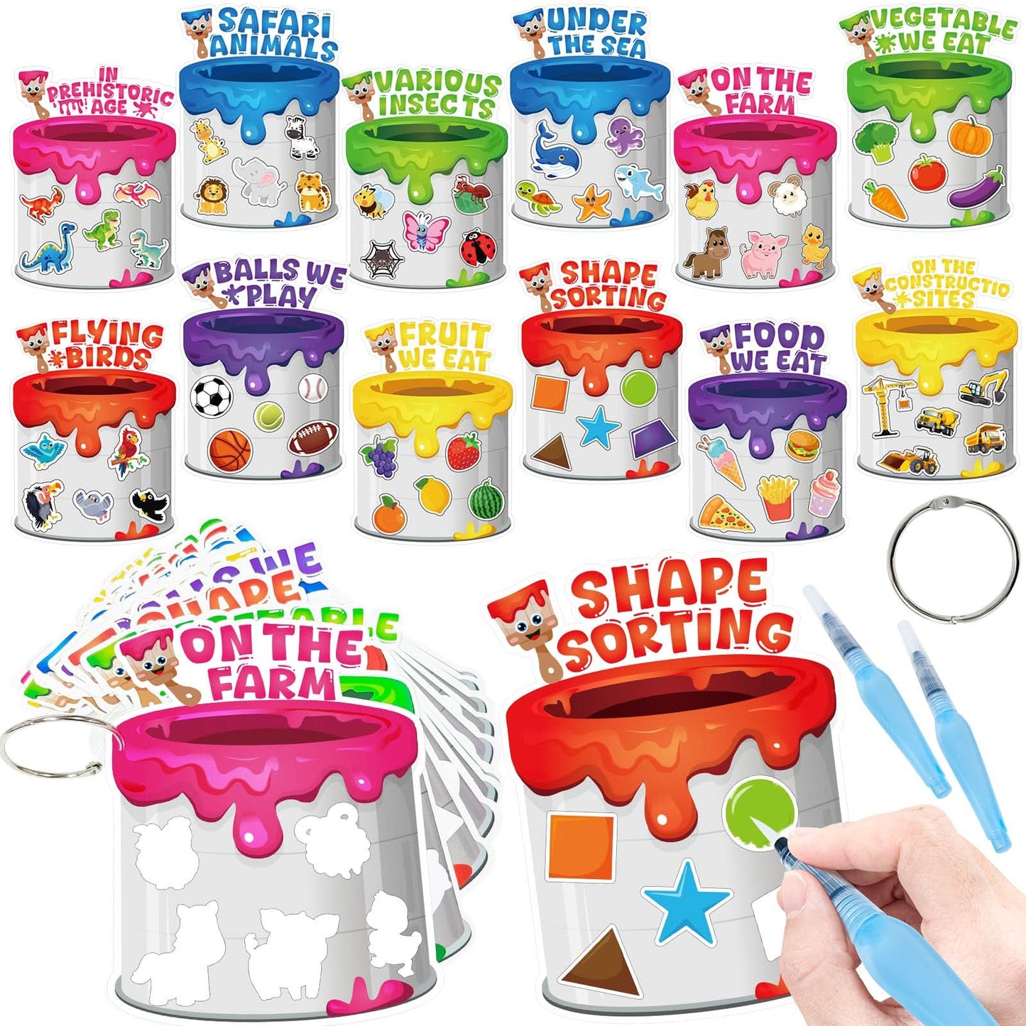 Libro ocupado de clasificación, libros reutilizables para colorear al agua