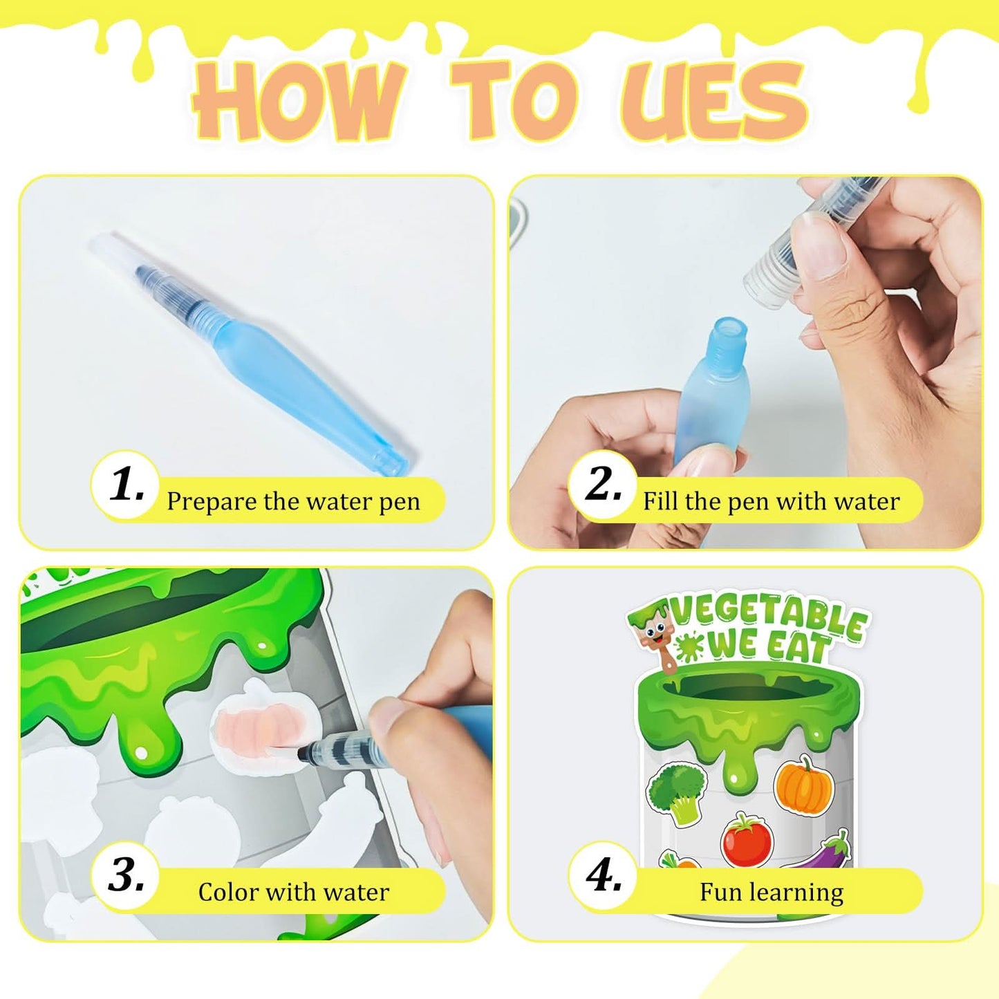 Libro ocupado de clasificación, libros reutilizables para colorear al agua