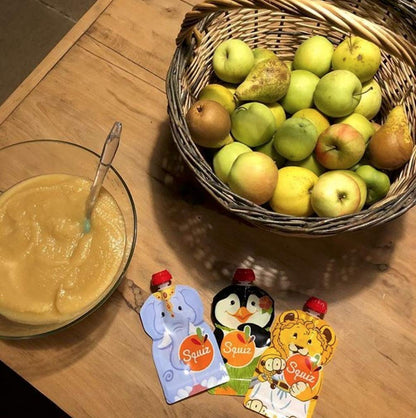 SQUIZ - Paquete de 5 bolsas reutilizables de alimentos de fabricación suiza, 4.5 onzas (130 ml)