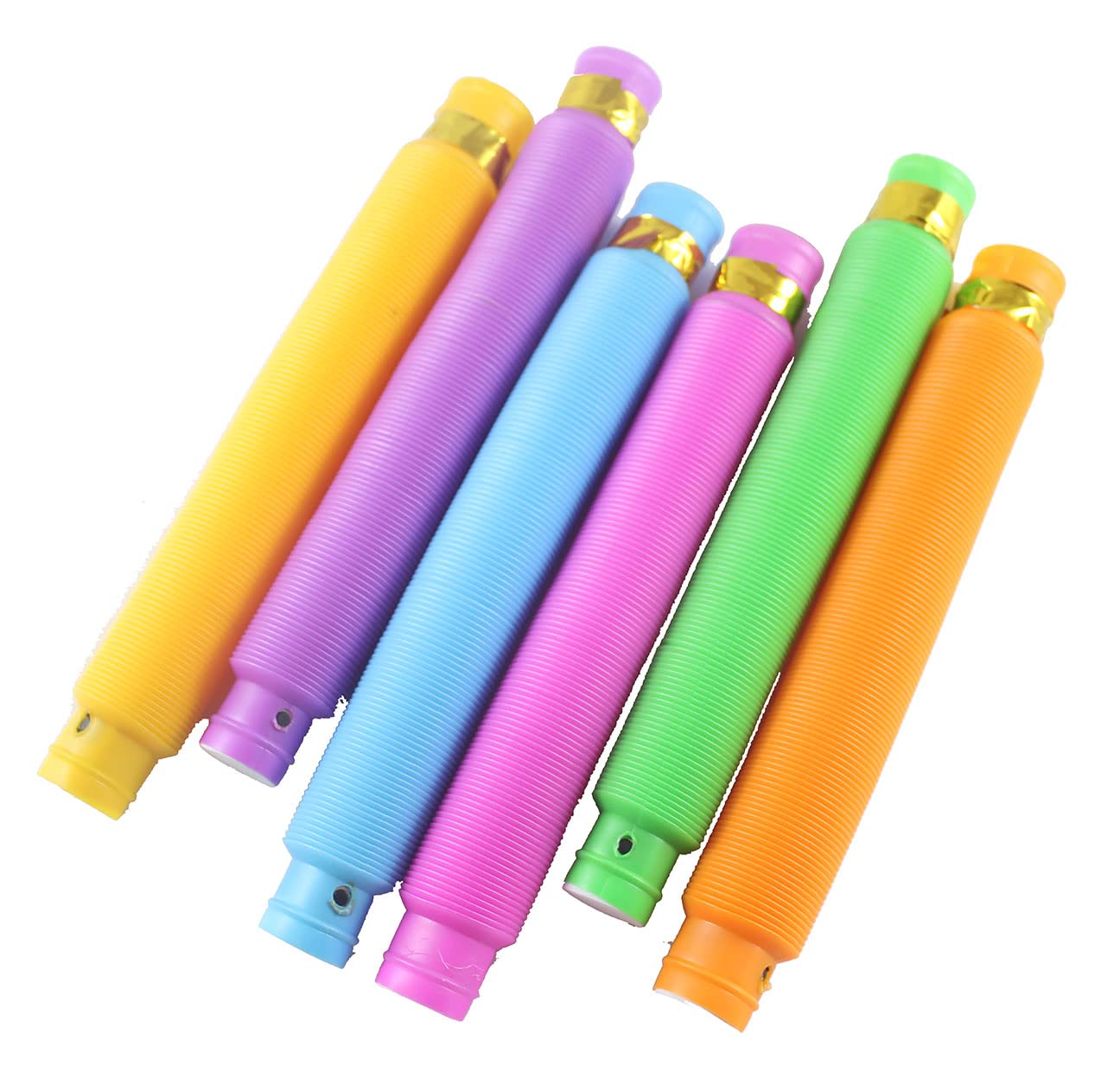 6 juguetes de tubo de acordeón flexible que brillan en la oscuridad