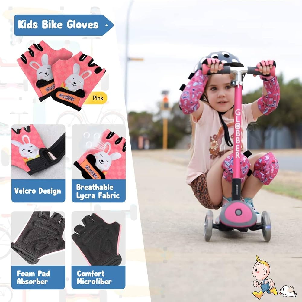 Rodilleras y coderas para niños de estilo suave con guantes de bicicleta, 2-11 años, small