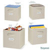 Royexe cubos de almacenamiento, de tela, plegables con asas dobles, ventana con etiqueta