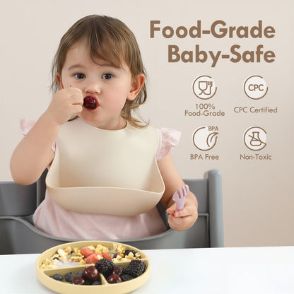 Moonkie Platos de succión para bebé, 100% silicona, sin BPA, con tapas